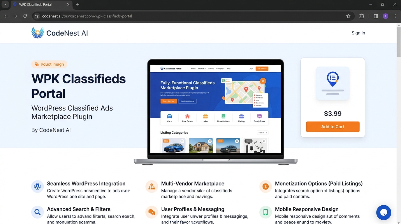 WPK Classifieds Portal – WordPress Classified Ads Marketplace Plugin preview